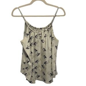 Milly New York‎ Pelican Print Silk Spaghetti Strap Blouse Top Size 10